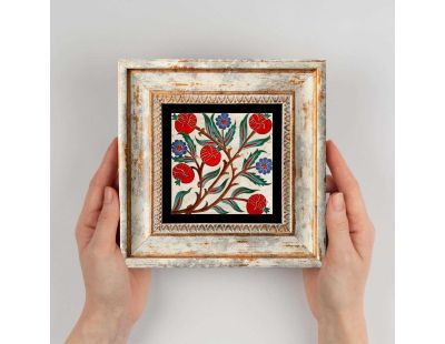 Tableau décoratif en bois et métal 20 x 20 cm (Fleurs colorées)
