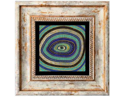 Tableau décoratif en bois et métal 20 x 20 cm (Oeil)