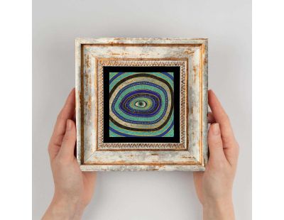 Tableau décoratif en bois et métal 20 x 20 cm (Oeil)