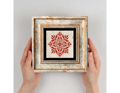 Tableau décoratif en bois et métal 20 x 20 cm (Rosaces)