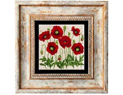 Tableau décoratif en bois et métal 20 x 20 cm (Fleur rouge)