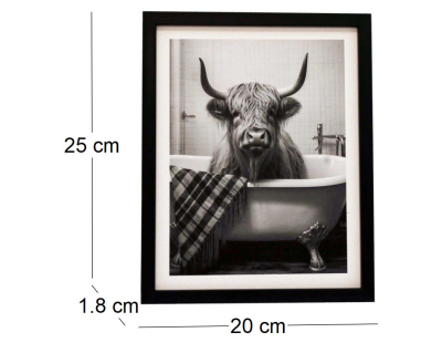 Tableau décoratif noir et blanc Cow bath (20 x 25 cm)