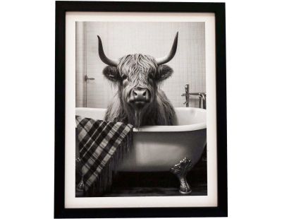 Tableau décoratif noir et blanc Cow bath (20 x 25 cm)