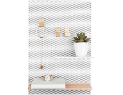 Tableau mémo avec étagère en métal Perky (Blanc)