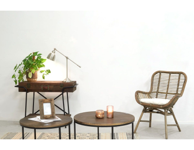 Tables basses en métal et bois (Lot de 2)