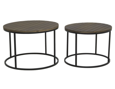 Tables basses en métal et bois (Lot de 2)