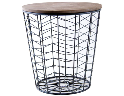 Tables d'appoint rondes en bois et métal (Lot de 2)