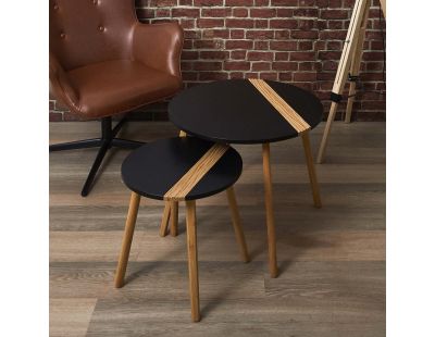 Tables gigognes bicolores Relief (Lot de 2) (Noir)