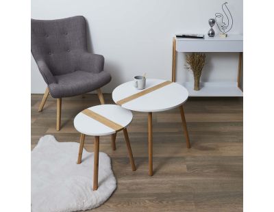 Tables gigognes bicolores Relief (Lot de 2) (Blanc)