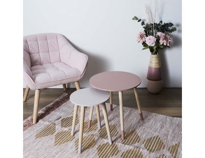Tables gigognes bicolores Scandi (Lot de 2) (Rose)