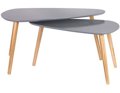 Tables gigognes en bois galet (Lot de 2) (Gris)