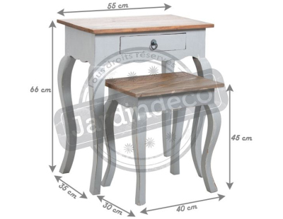 Tables gigognes en bois gris antique