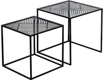 Tables gigognes en métal carrées (Lot de 2) (Riga)
