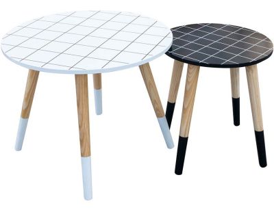 Tables gigognes plateaux à carreaux (Lot de 2)