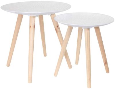 Tables gigognes rondes Relief (Lot de 2) (Blanc)