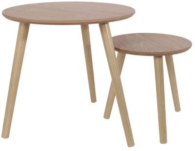 Tables gigognes rondes bois brut (Lot de 2)