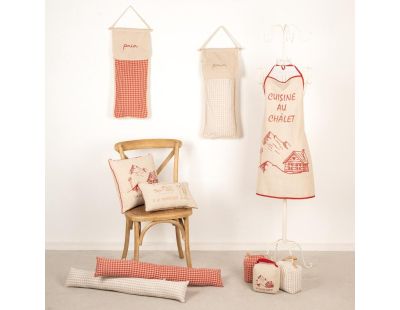 Tablier en lin naturel et rouge 