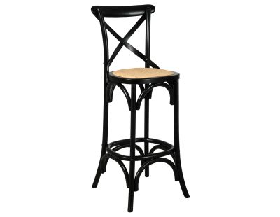 Tabouret de bar bois et rotin Bistrot chic (Bouleau laqué noir)