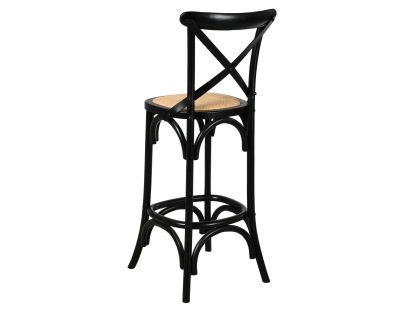 Tabouret de bar bois et rotin Bistrot chic (Bouleau laqué noir)