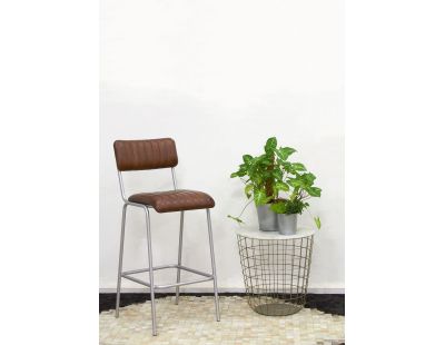 Tabouret de bar en cuir et métal (Hauteur siège 75 cm)