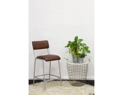 Tabouret de bar en cuir et métal (Hauteur Siège 65 cm)