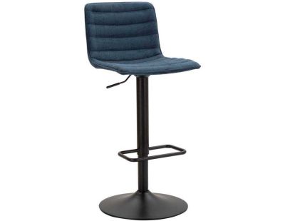 Tabouret de bar en métal assise et dossier matelassé hauteur réglable (Noir et bleu)