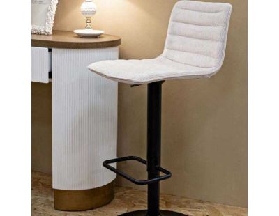 Tabouret de bar en métal assise et dossier matelassé hauteur réglable (Noir et blanc)
