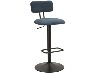 Tabouret de bar en métal avec dossier hauteur réglable (Noir et bleu)