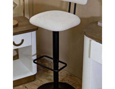 Tabouret de bar en métal avec dossier hauteur réglable (Noir et blanc)