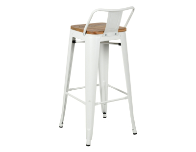 Tabouret de bar en métal et bois d'orme huilé (Blanc)