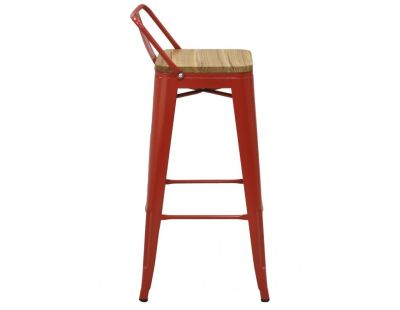 Tabouret de bar en métal et bois d'orme huilé (Rouge)