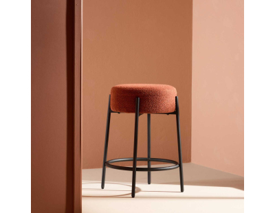 Tabouret de bar en métal et tissu bouclette Tucson