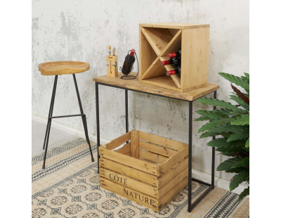 Tabouret de bar en teck et métal Elanga