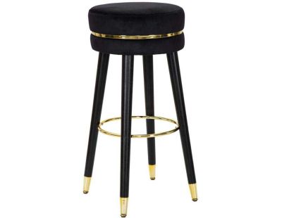 Tabouret de bar en tissu Paris (Noir et doré)