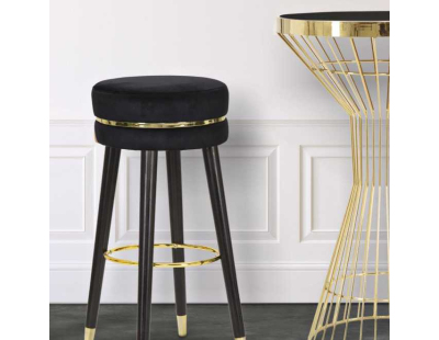 Tabouret de bar en tissu Paris (Noir et doré)