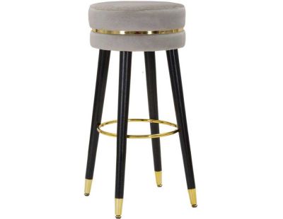 Tabouret de bar en tissu Paris (Argent - noir et doré)