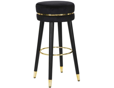 Tabouret de bar en tissu et métal Paris 35 x 74 cm (Noir et Doré)