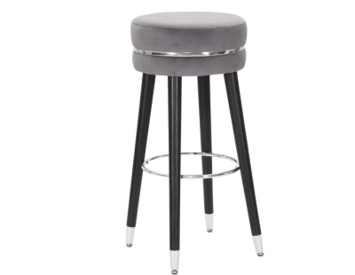 Tabouret de bar en tissu et métal Paris 35 x 74 cm (Gris - Noir et Argent)