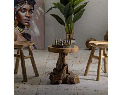 Tabouret bas en teck Sel 35 x 30 x 42 cm
