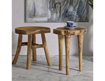 Tabouret bas en teck 40 x 32 x 42 cm