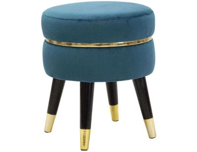 Tabouret bas en tissu Paris 35 x 40.5 cm (Bleu et doré)