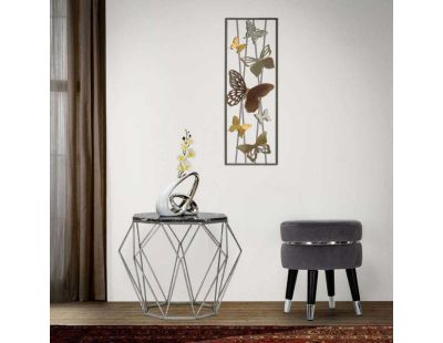 Tabouret bas en tissu Paris 35 x 40.5 cm (Gris et argent)