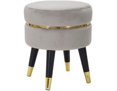 Tabouret bas en tissu Paris 35 x 40.5 cm (Gris et doré)