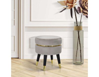 Tabouret bas en tissu Paris 35 x 40.5 cm (Gris et doré)