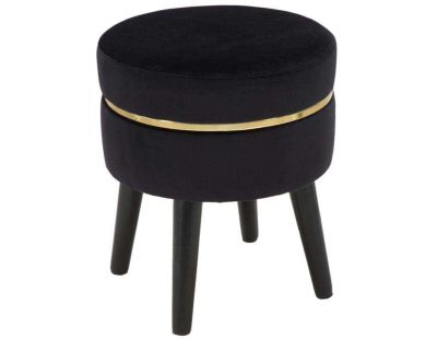 Tabouret bas en tissu Paris 35 x 40.5 cm (Noir et doré)