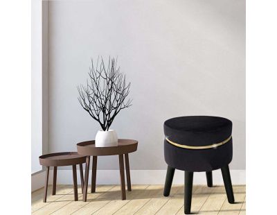 Tabouret bas en tissu Paris 35 x 40.5 cm (Noir et doré)