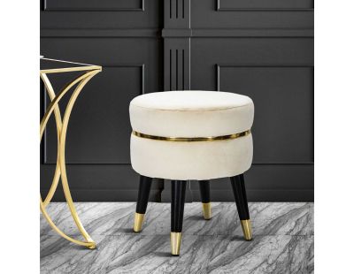 Tabouret bas en tissu Paris 35 x 40.5 cm (Crème et doré )