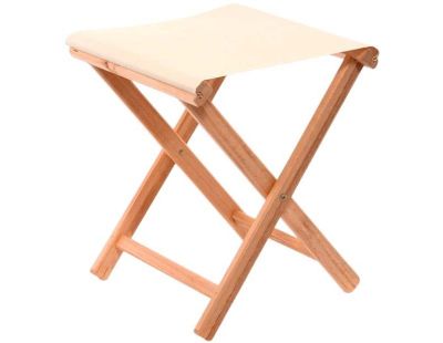 Tabouret bois d'eucalyptus tissu 100% coton Elvas (Ecru)