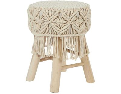 Tabouret en bois et tissu Boho