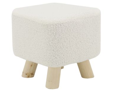 Tabouret carré enfant en coton bouclettes